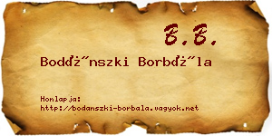 Bodánszki Borbála névjegykártya